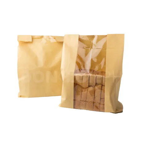 Trigem Regular Bread Bag w/Window #4 Kraft White 21 x 9 x 34 cm